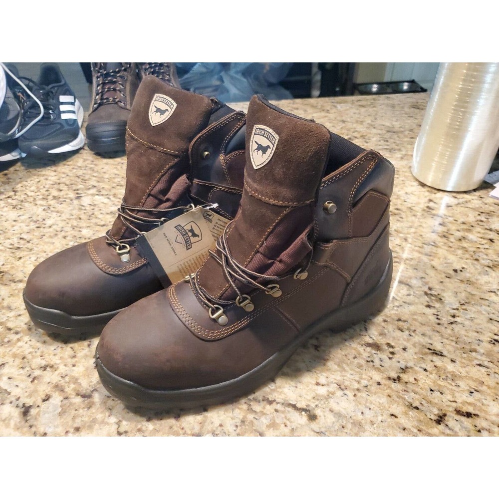 Irish Setter 6" Ely 83608 Leather Safety Toe Boots Men's Size 14 D Brown